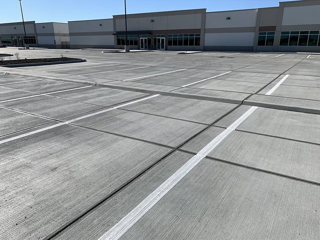 Commercial concrete parking lot and flatwork for a business in Friendswood, Texas