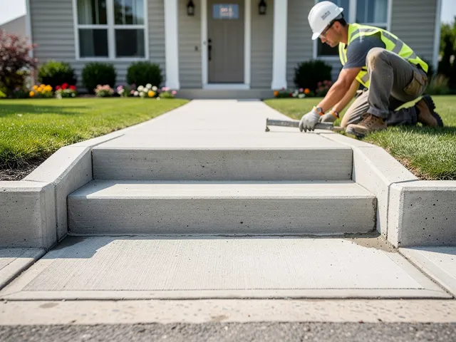 Concrete crack repair being performed on a driveway slab in Pearland, Texas